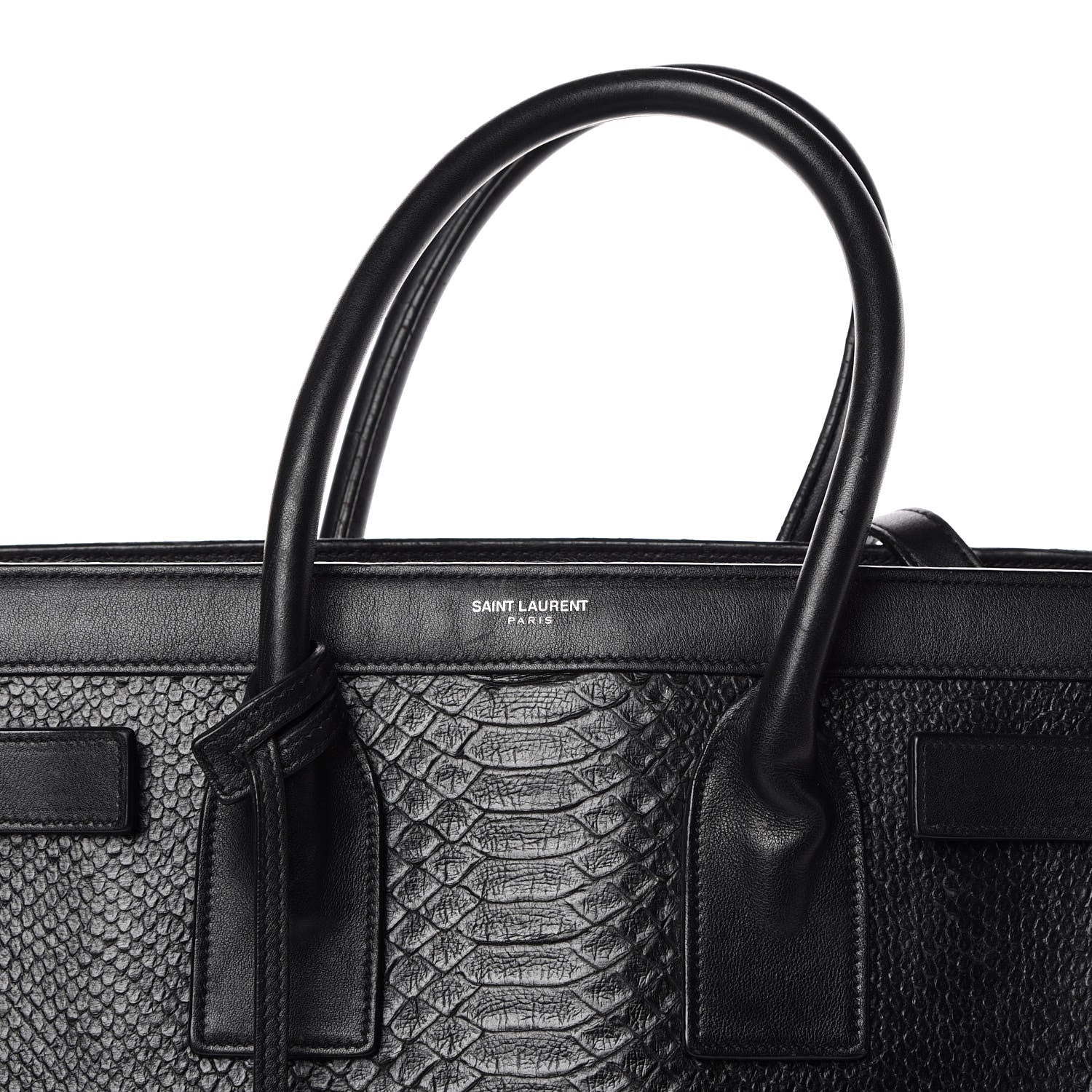 Saint Laurent Python Calfskin Embossed Small Sac de Jour Black 11 of 15