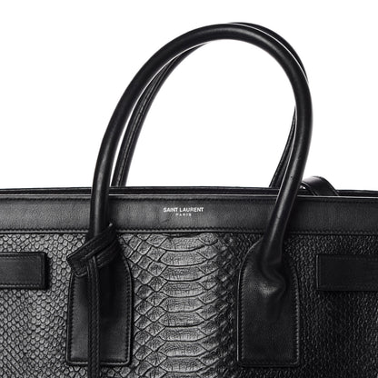 Saint Laurent Python Calfskin Embossed Small Sac de Jour Black 11 of 15