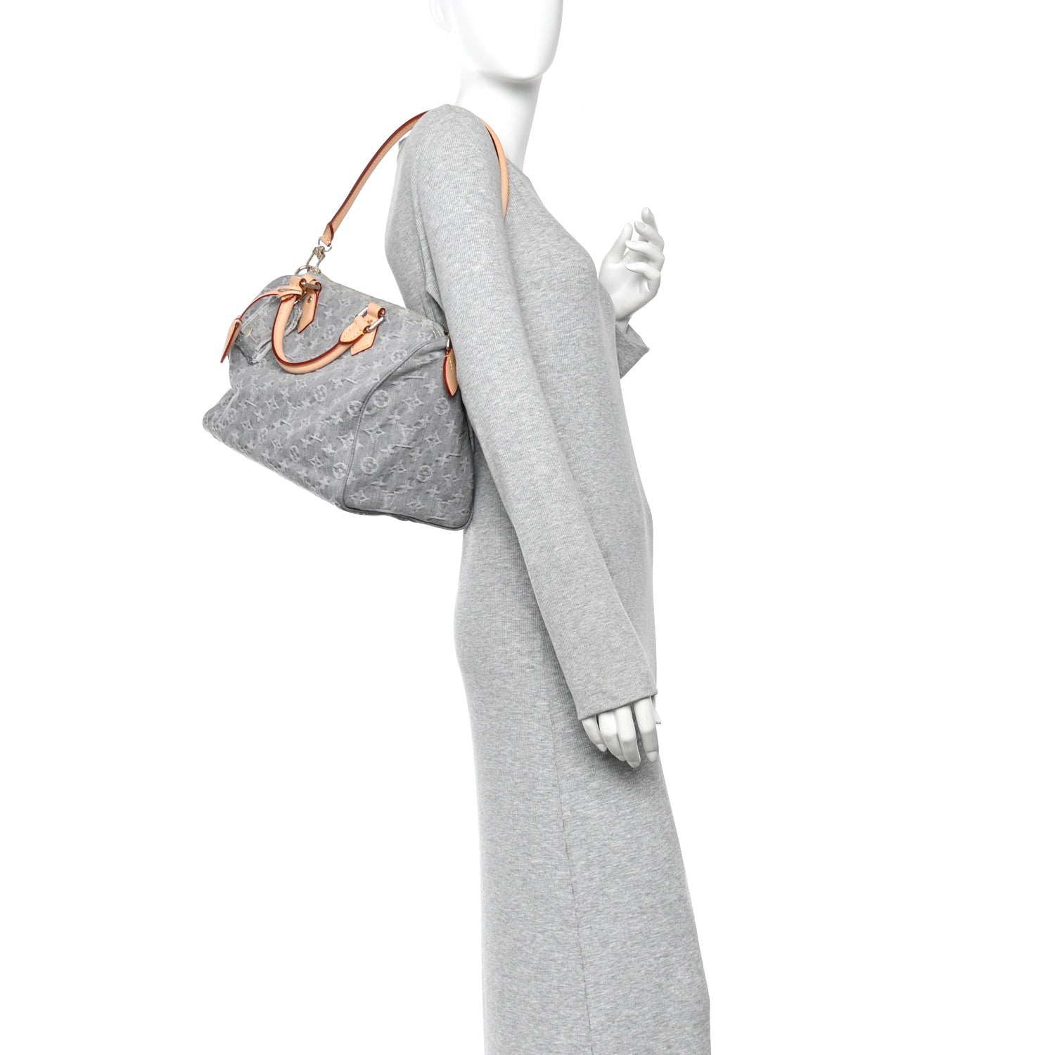 Louis Vuitton Monogram Denim Speedy Soft 30 Washed Gray 2 of 9