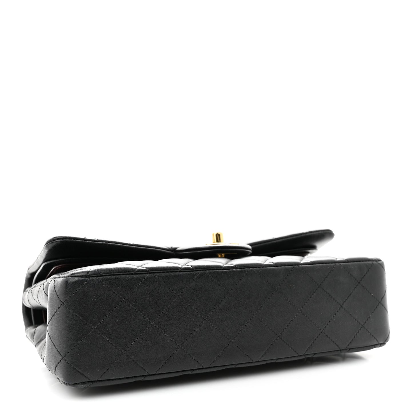 Lambskin Quilted Medium Double Flap Black