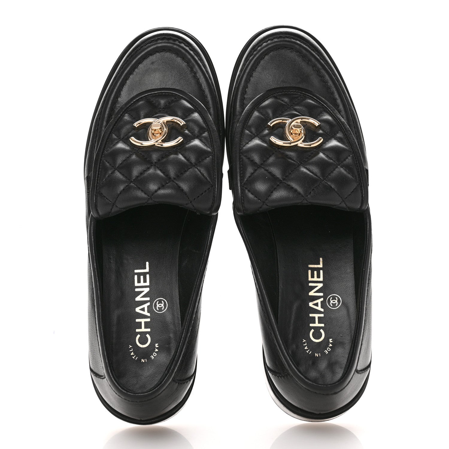 Chanel Lambskin Quilted CC Turnlock Loafers 38.5 Black 2 of 11