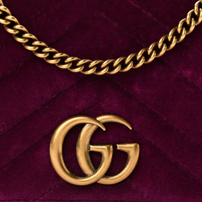 Gucci Velvet Matelasse GG Marmont Mini Bag Fuchsia Violet Cyclamen 7 of 11