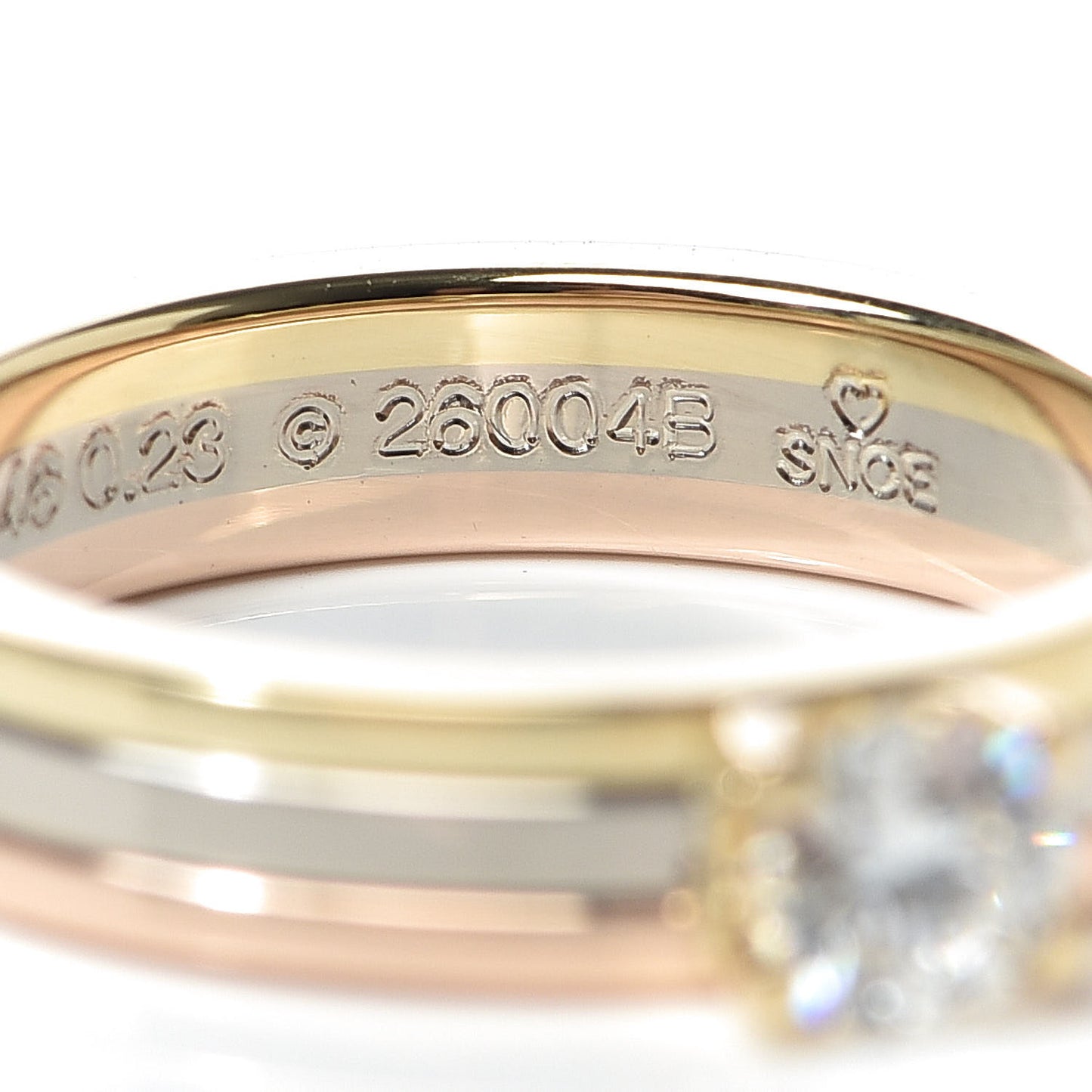 18K Pink Yellow White Gold Diamond .23ct Solitaire Trinity Engagement Ring 46 3.75
