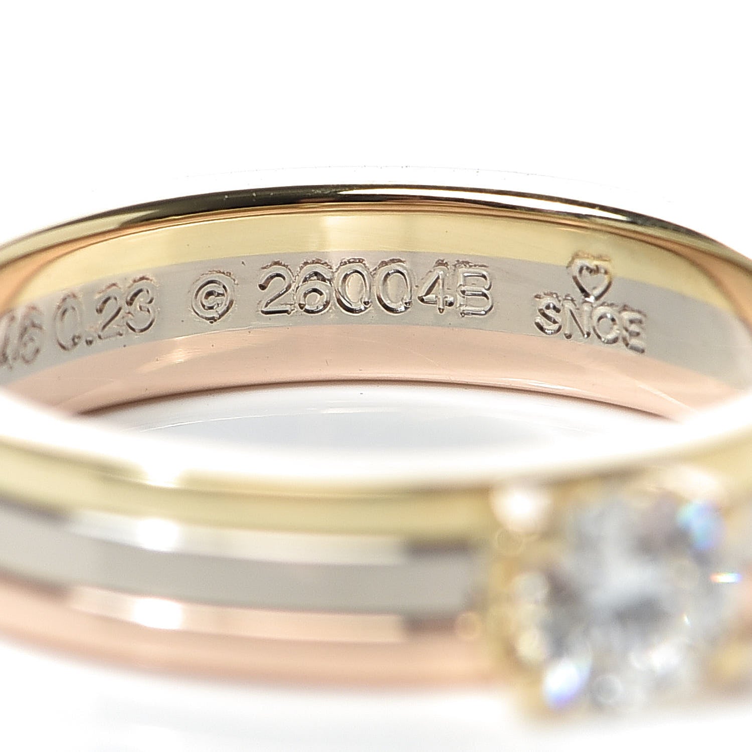 Cartier 18K Pink Yellow White Gold Diamond .23ct Solitaire Trinity Engagement Ring 46 3.75 7 of 7