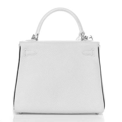 Hermes Taurillon Clemence Horseshoe Kelly Retourne 25 White Black 5 of 43