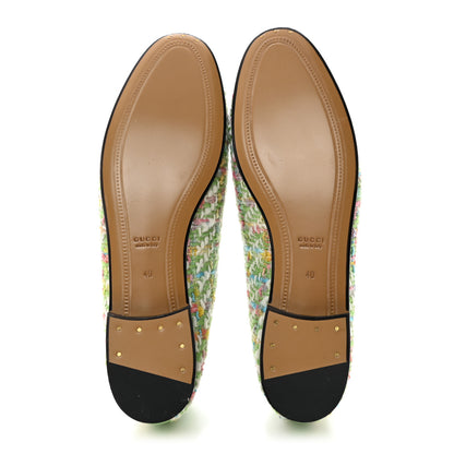 Gucci Tweed Multicolor Malaga Kid Horsebit Womens Jordaan Loafers 40 Green Multicolor 5 of 9
