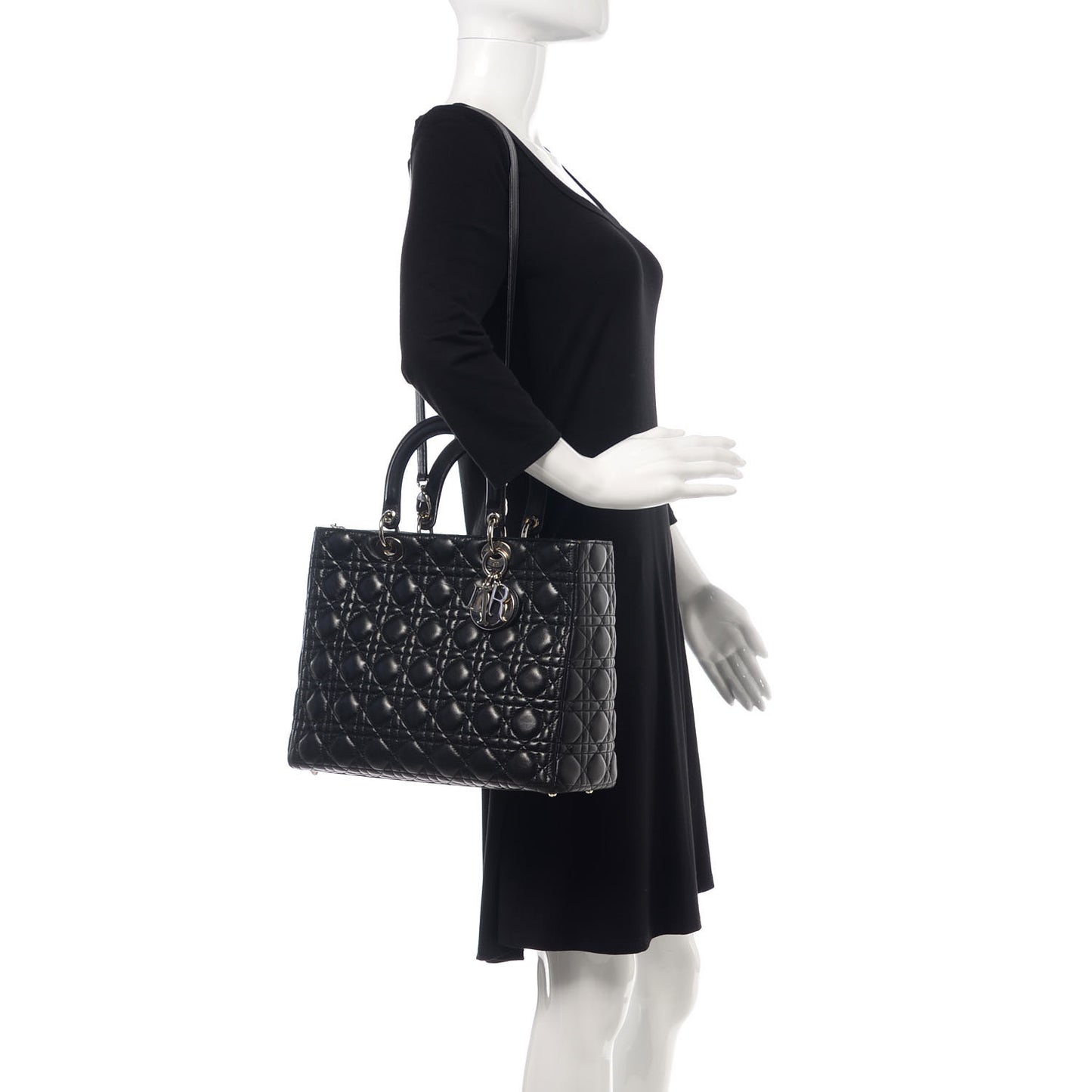 Lambskin Cannage Large Lady Dior Black