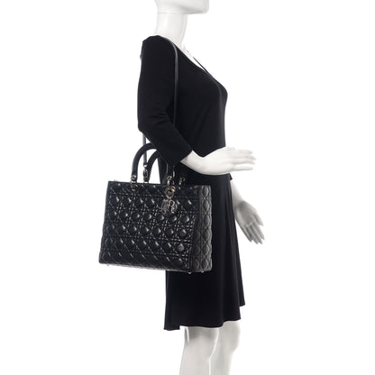 Christian Dior Lambskin Cannage Large Lady Dior Black 2 of 16