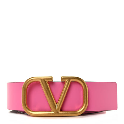 Valentino Garavani Glossy Calfskin VLogo Reversible 40mm Belt 80 32 Feminine Pink Indian Violet 1 of 5