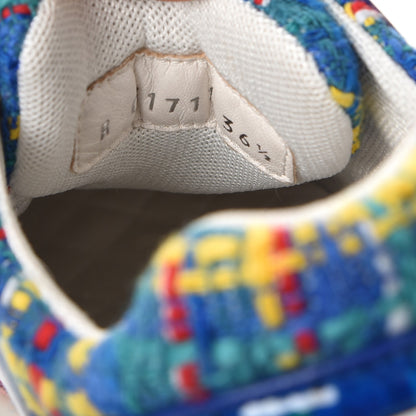 Chanel Tweed Calfskin Sneakers 36.5 Red Yellow Blue 10 of 13