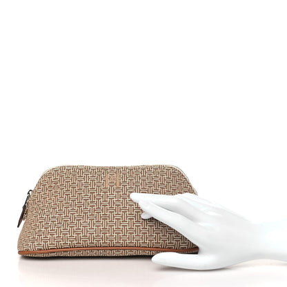 Hermes Cotton Canvas H Embroidered Travel Cosmetic Pouch Natural 2 of 8
