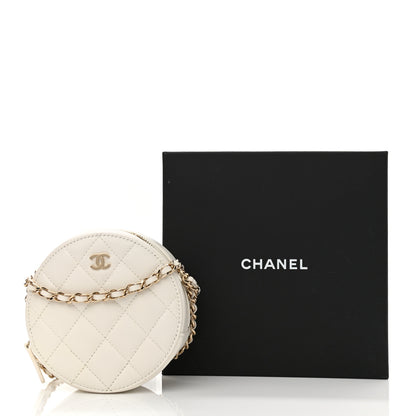 Chanel Caviar Quilted Round Clutch With Chain White 10 of 10