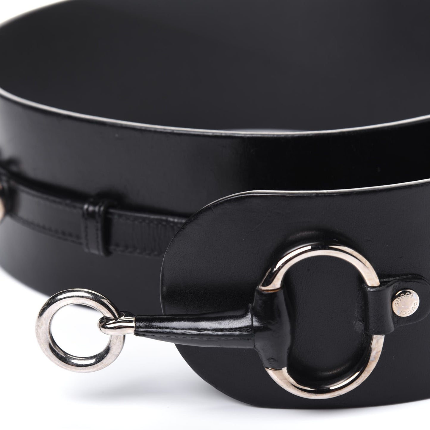 Calfskin Horsebit Wide Belt 80 32 Black