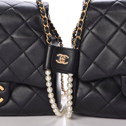 Chanel Lambskin Pearl Quilted Side Packs Black 12 of 16