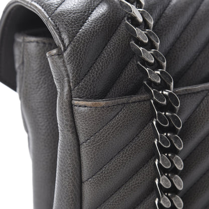 Saint Laurent Sheepskin Matelasse Chevron Monogram Large College Satchel Dark Anthracite 9 of 14