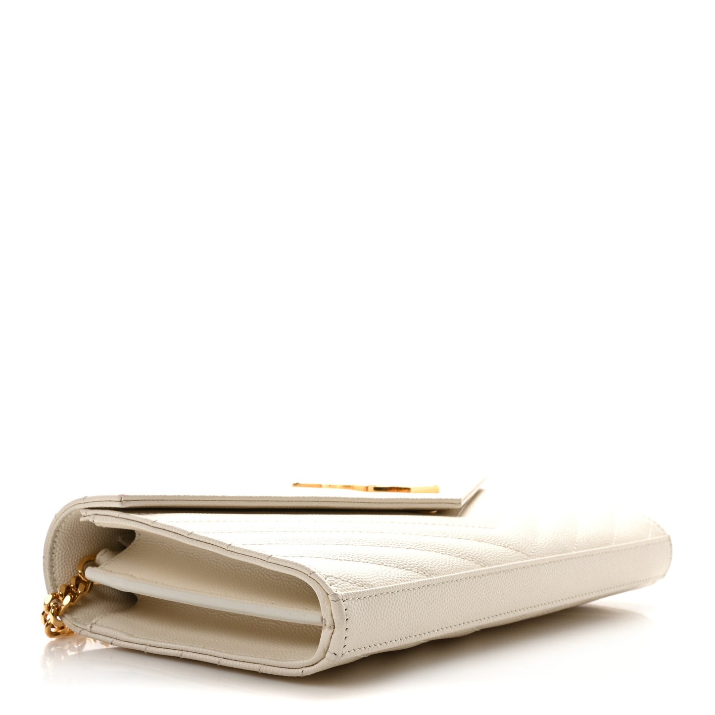 Grain De Poudre Matelasse Chevron Monogram Chain Wallet Crema Soft