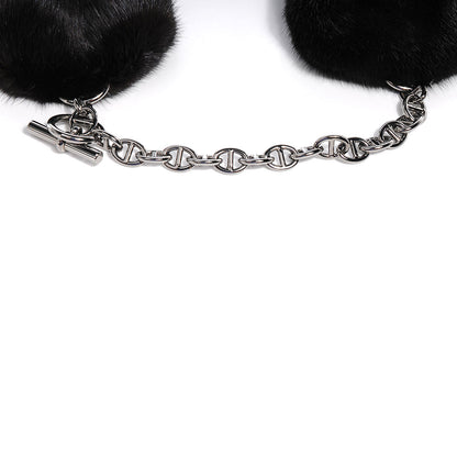 Hermes Mink Chaine D'Ancre Collar Scarf Black 3 of 7