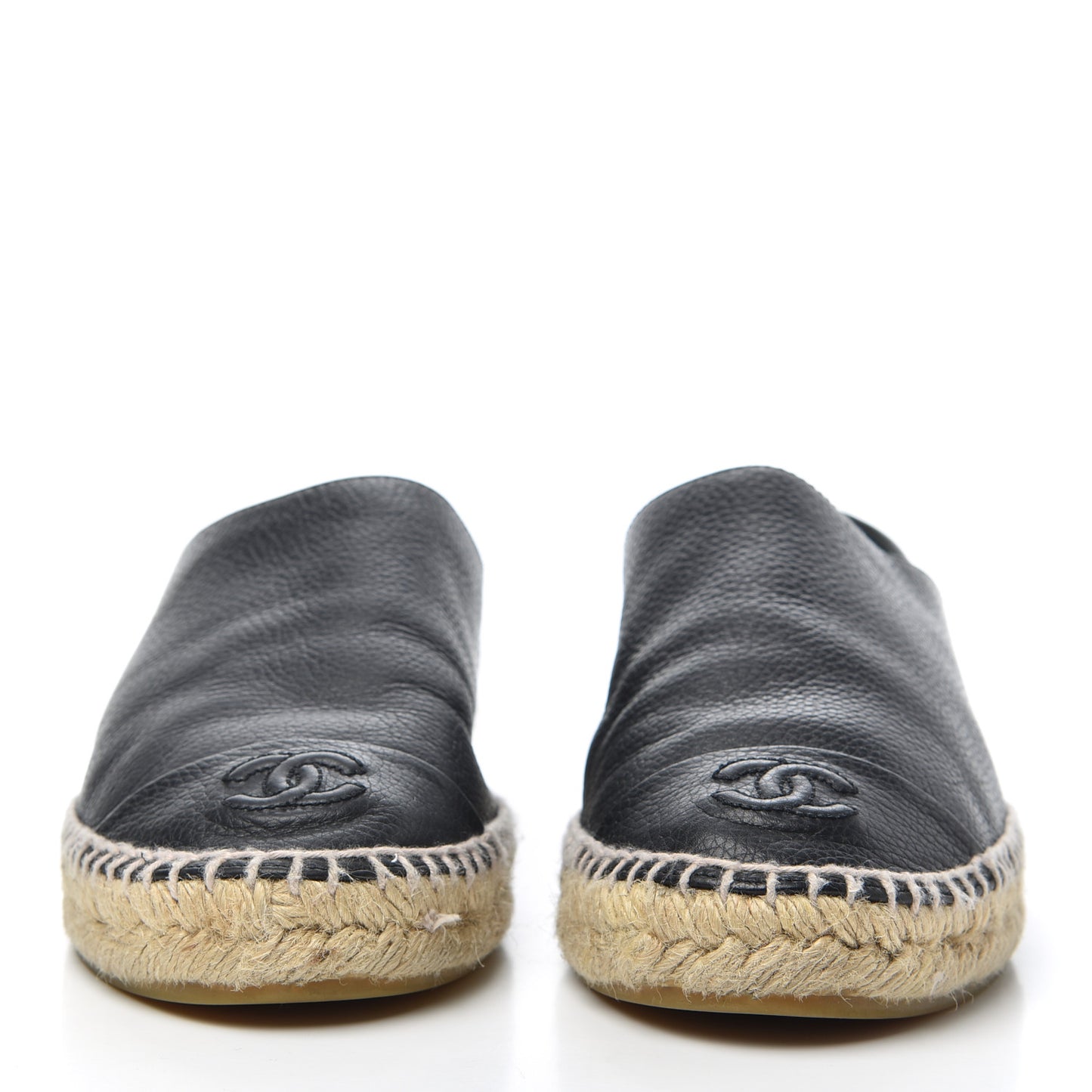 Grained Calfskin CC Espadrilles 39 Black
