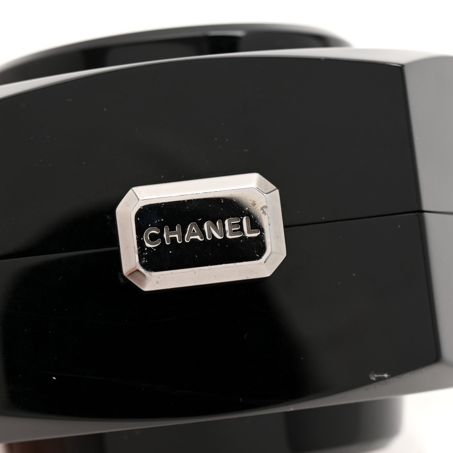 Plexiglass Octagon CC Minaudiere Clutch Black
