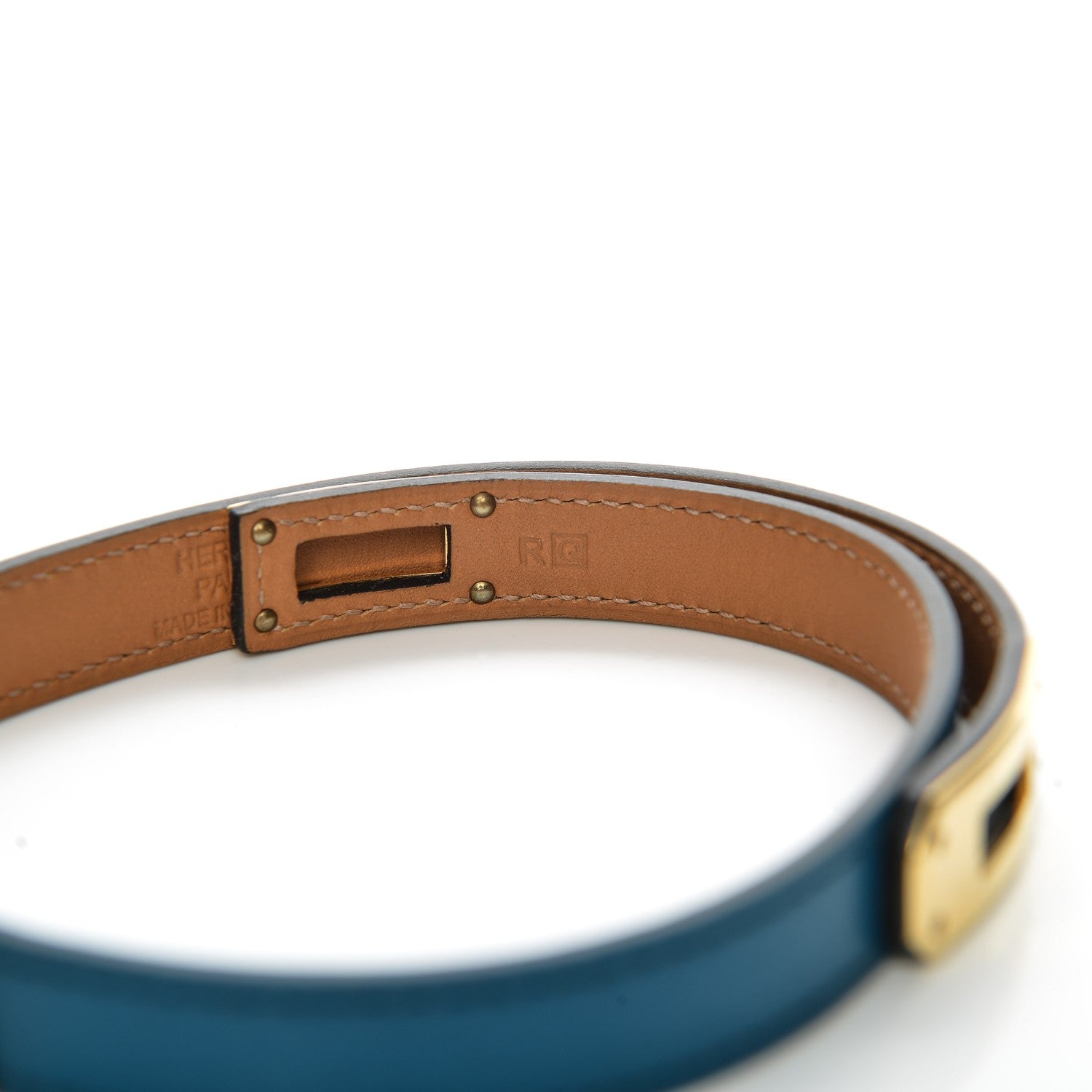 Hermes Tadelakt Kelly Double Tour Bracelet M Bleu Izmir 5 of 7