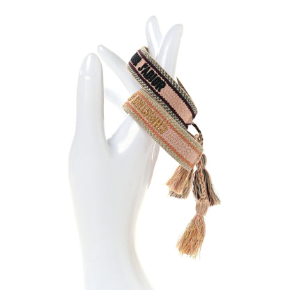 Christian Dior Woven Cotton J'Adior Friendship Bracelet Set Gold Pink 2 of 4