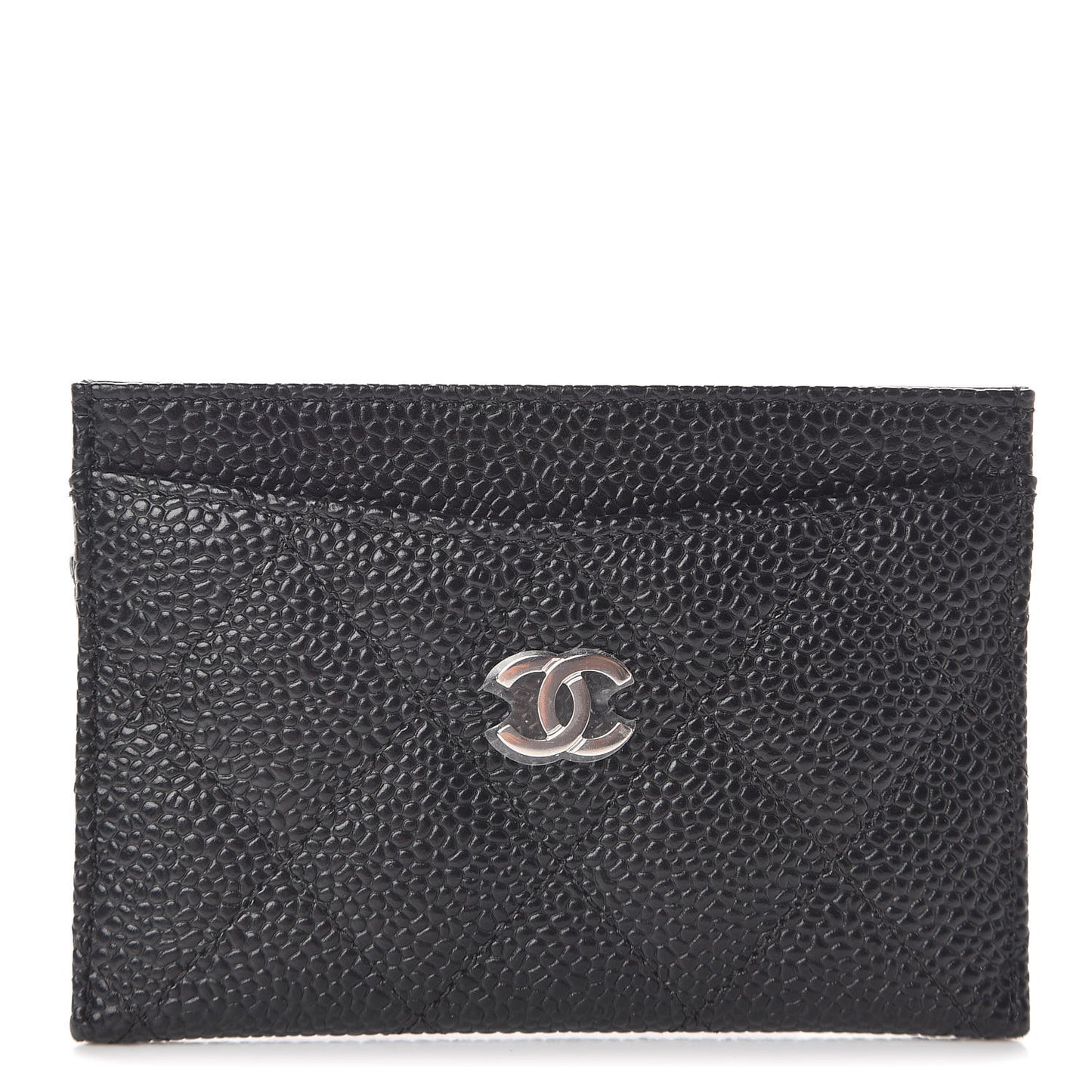 Caviar Quilted Card Holder Black