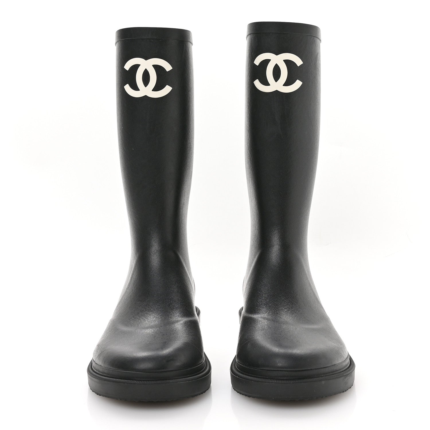 Chanel Caoutchouk CC High Boots 38 Black 3 of 8