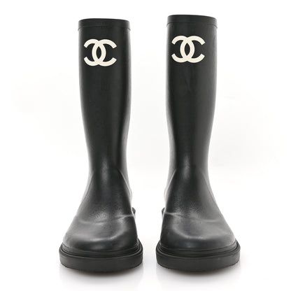 Chanel Caoutchouk CC High Boots 38 Black 3 of 8