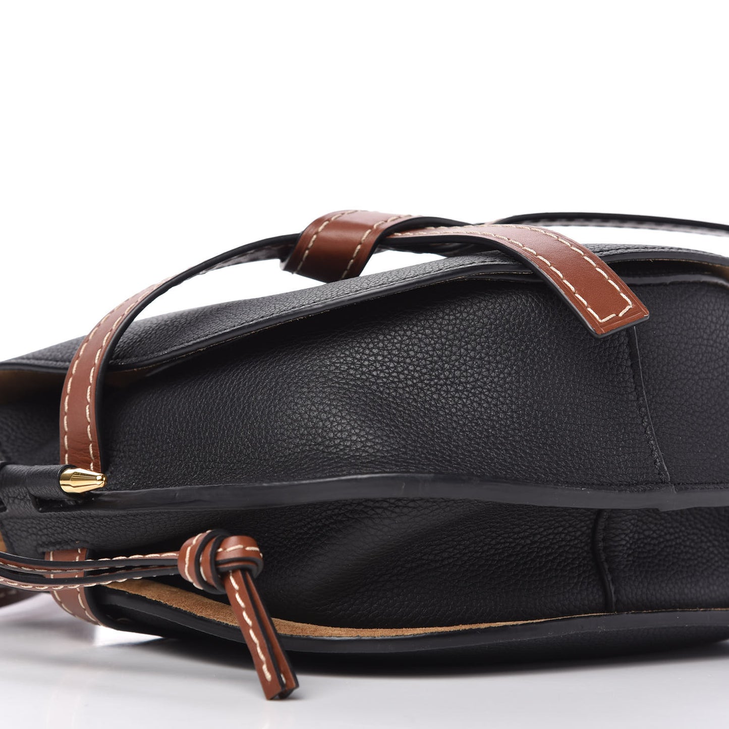 Grained Calfskin Small Gate Crossbody Bag Pecan Black
