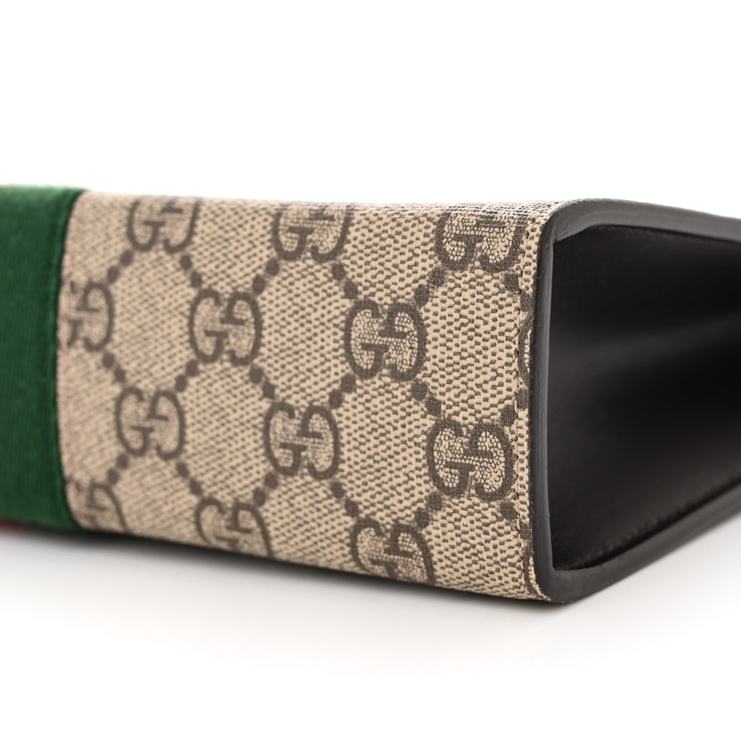 Gucci GG Supreme Monogram Selleria Calfskin Web New Web Cosmetic Case Beige Ebony Cocoa 10 of 10