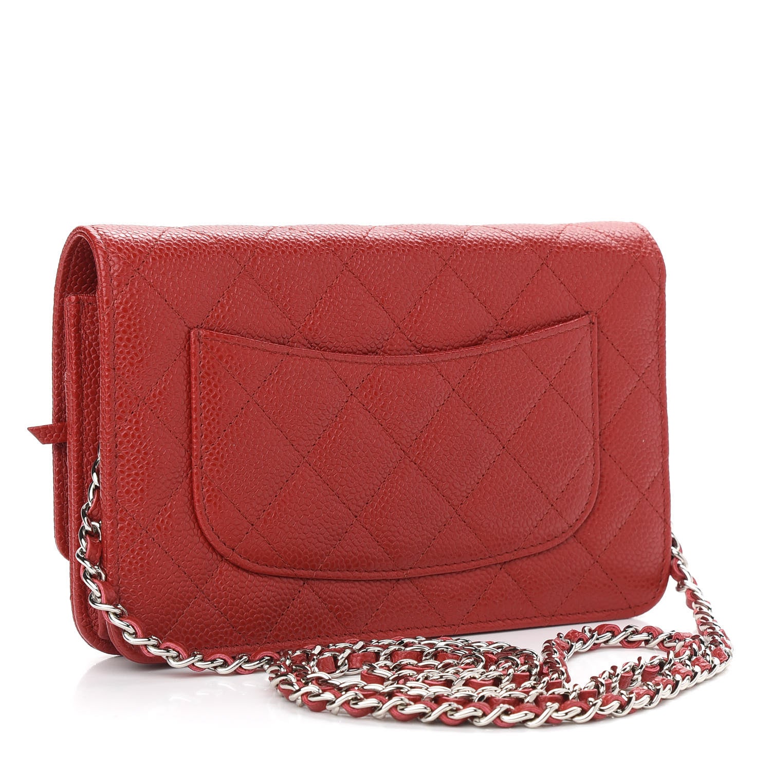 Chanel Caviar Quilted Wallet On Chain WOC Red 3 of 10