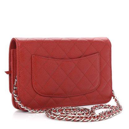 Chanel Caviar Quilted Wallet On Chain WOC Red 3 of 10