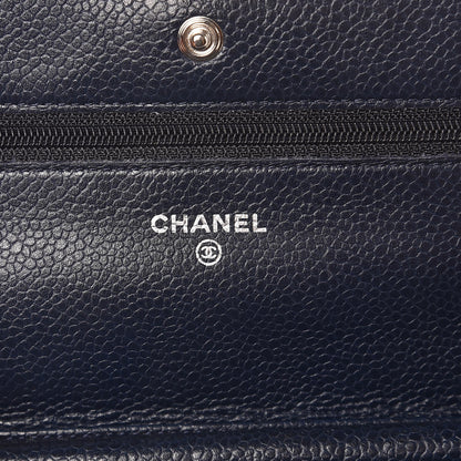 Chanel Caviar Quilted Wallet On Chain WOC Navy Blue 6 of 11