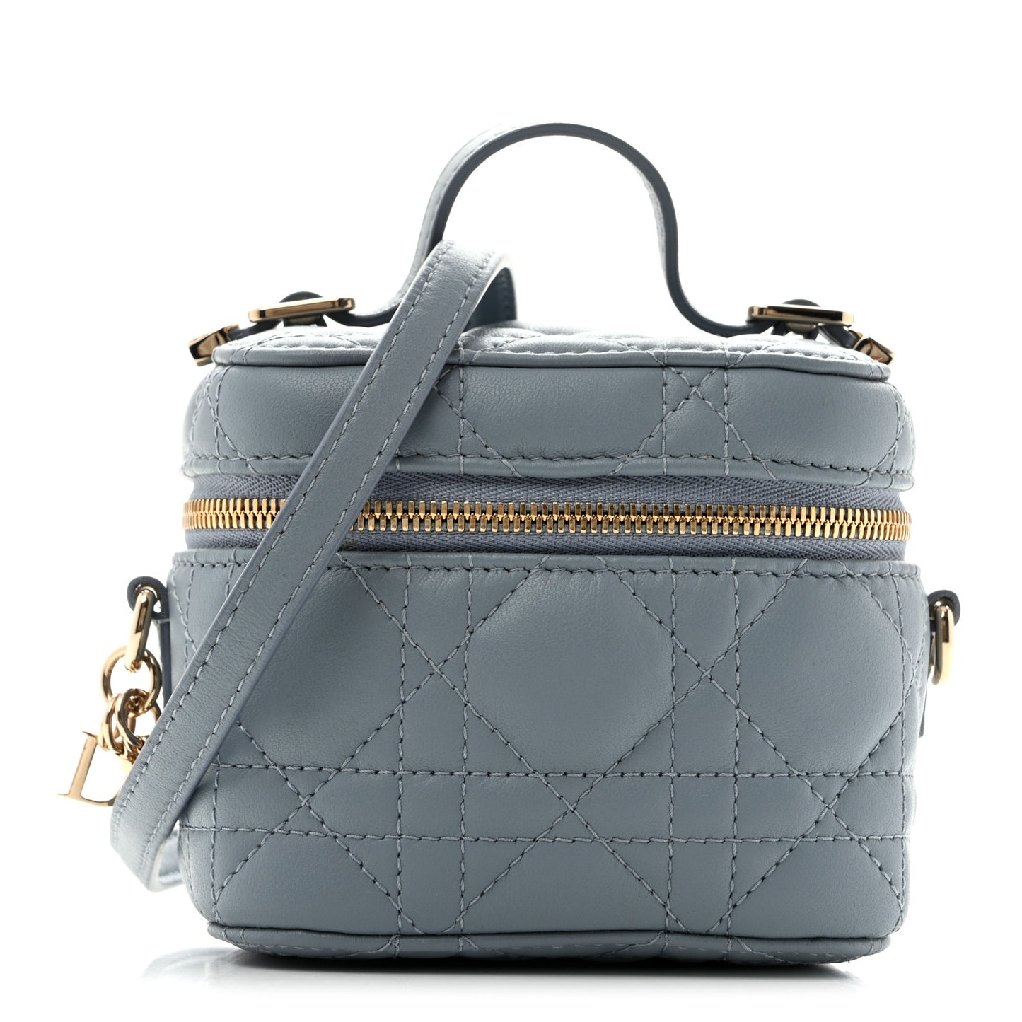 Lambskin Cannage Micro Lady Dior Vanity Case Cloud Blue