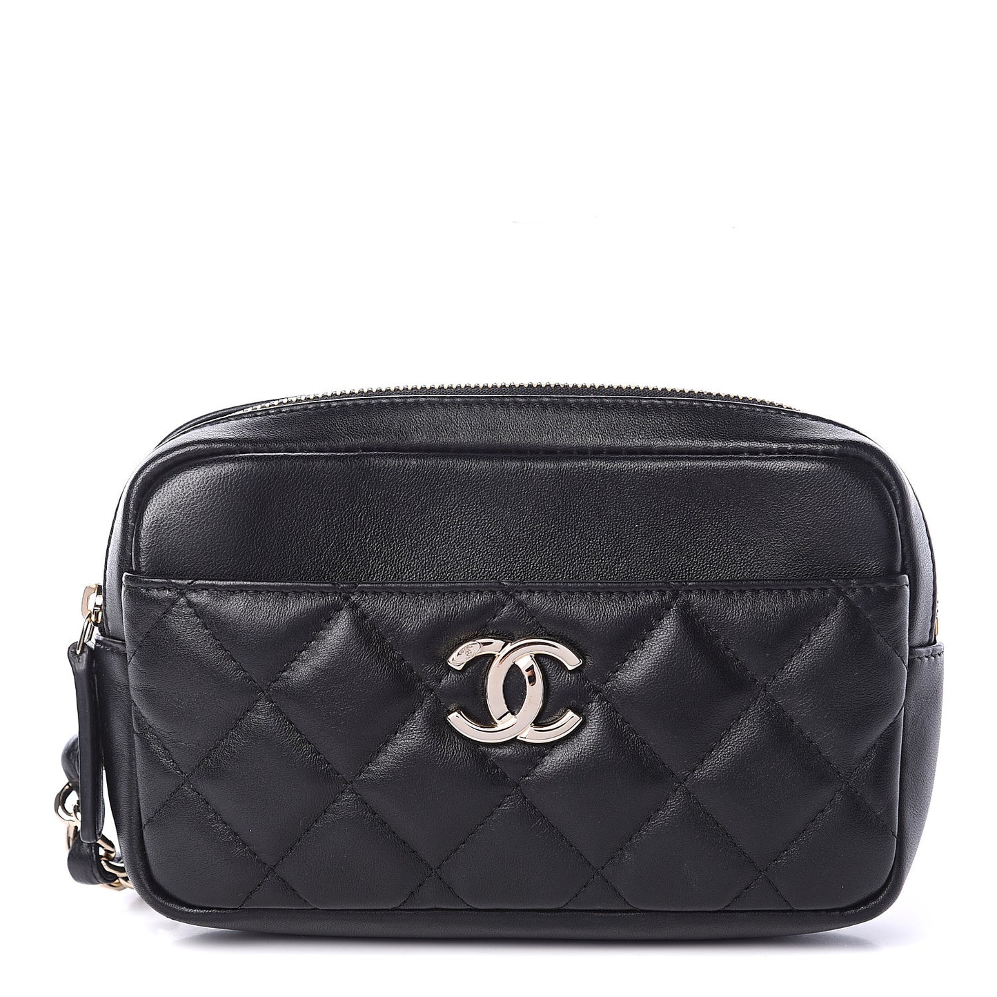 Lambskin Quilted Waist Bag Black