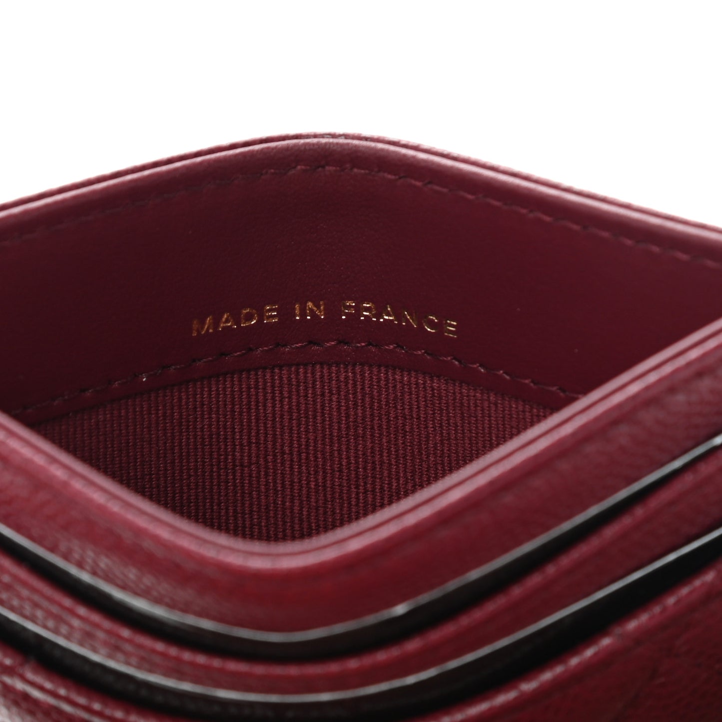 Caviar Quilted Card Holder Burgundy