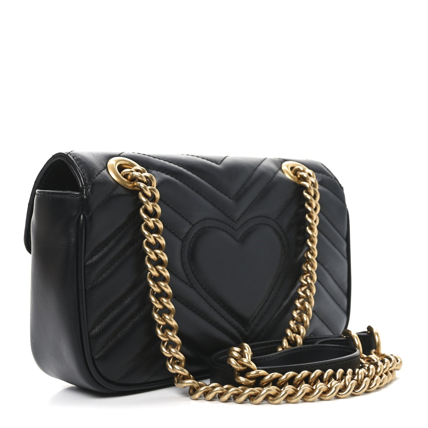 Calfskin Matelasse Mini GG Marmont Shoulder Bag Black