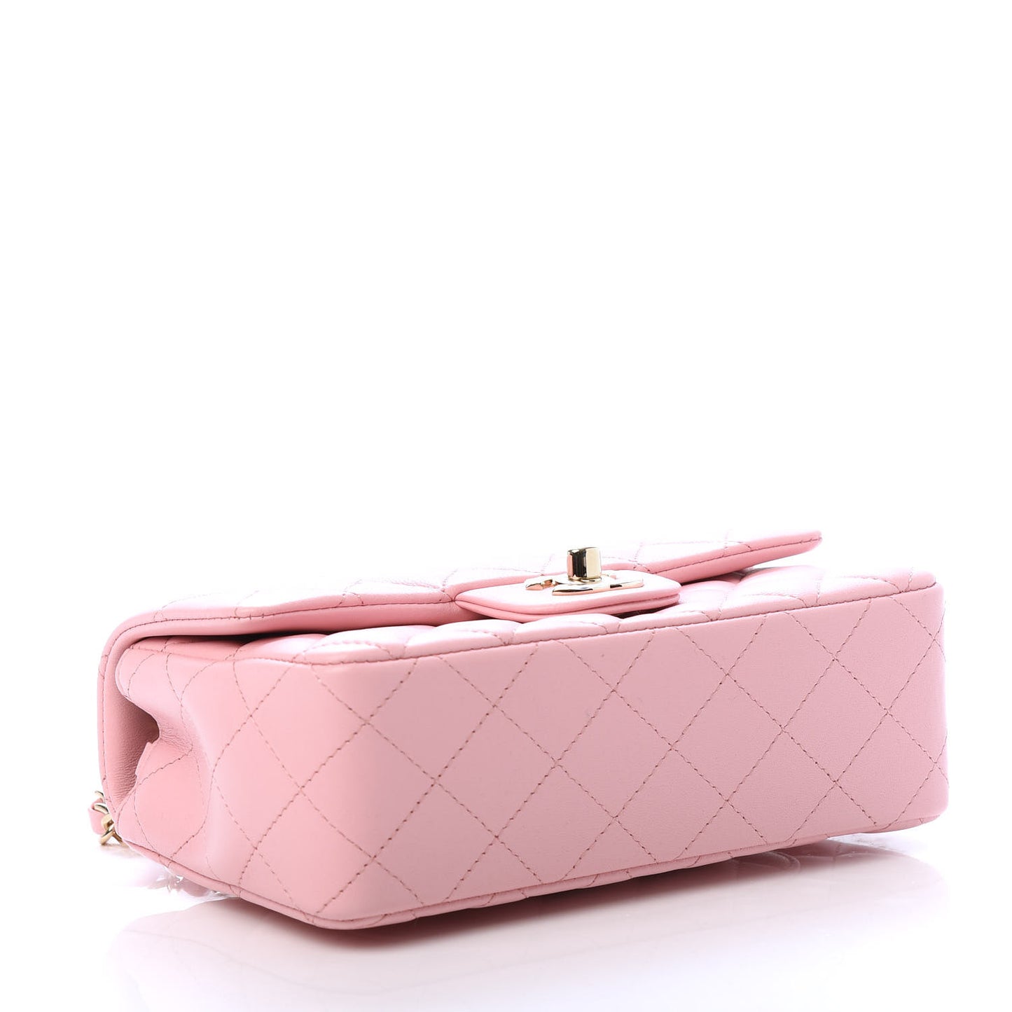 Lambskin Quilted Mini Rectangular Flap Pink