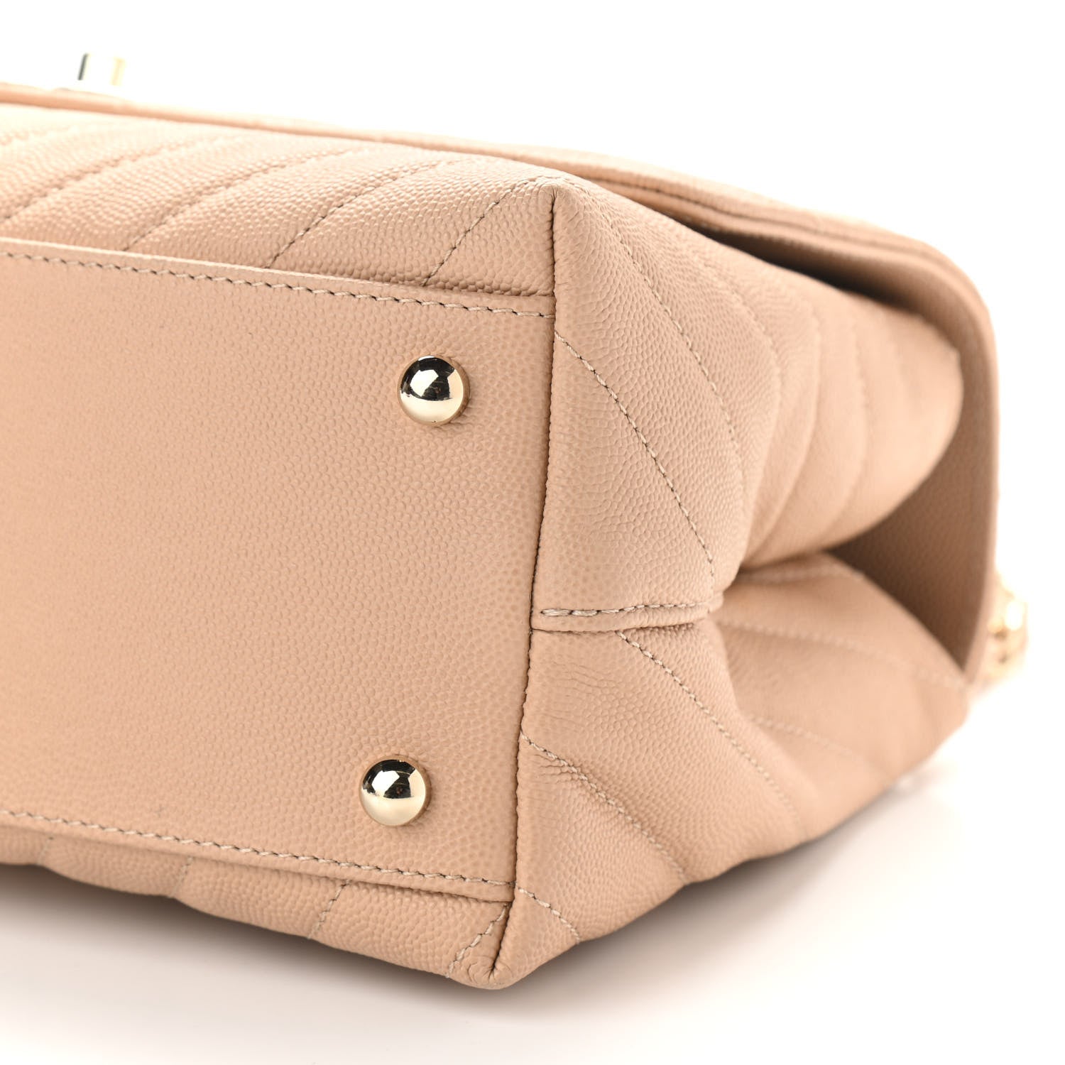 Chanel Caviar Chevron Quilted Small Coco Handle Flap Beige 10 of 11
