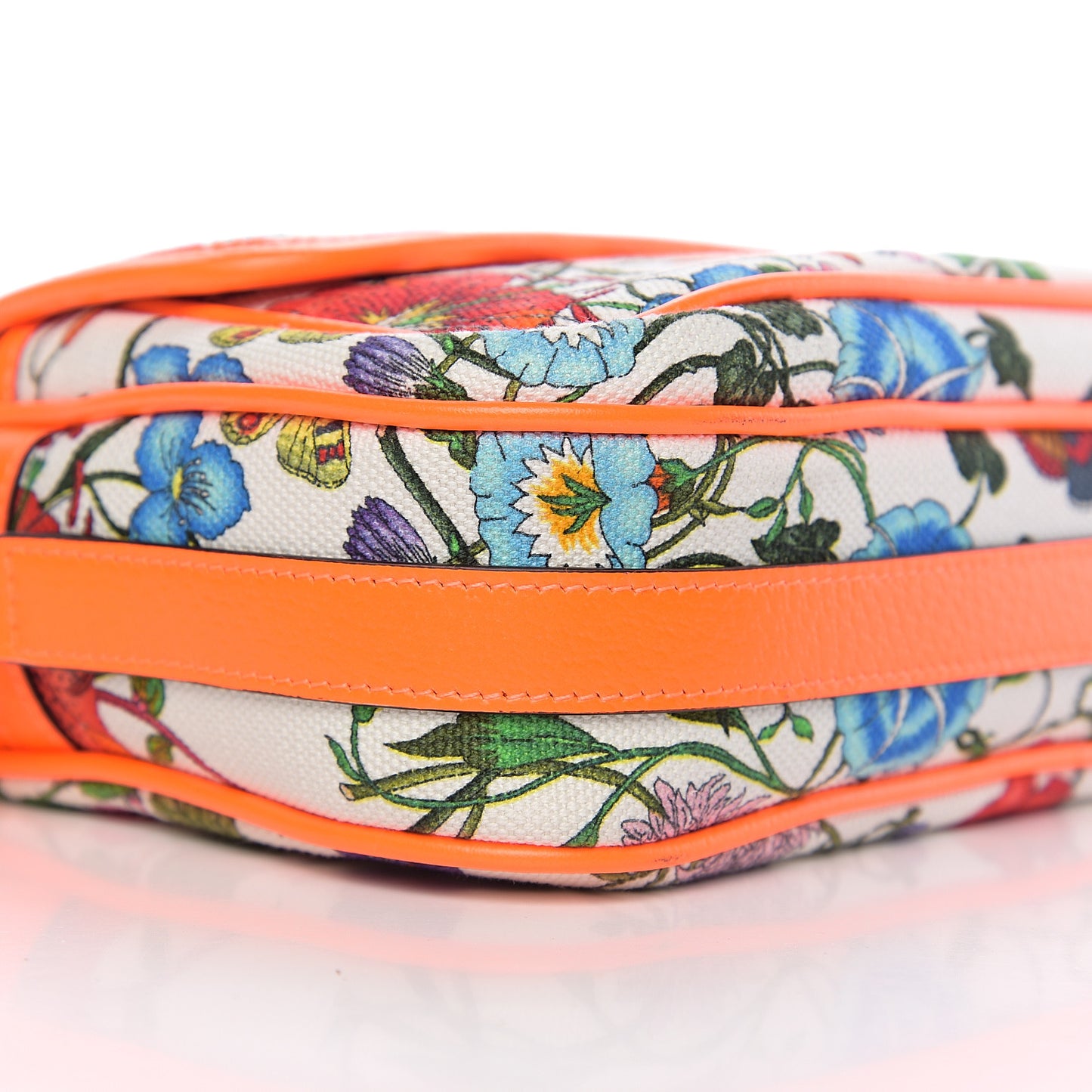 Canvas Flora Floral Shoulder Bag White Orange Fluo