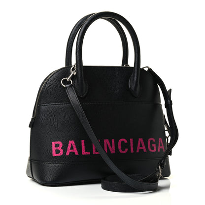 Balenciaga Signature Grained Calfskin Logo S Ville Top Handle Bag Black Rose Shocking 2 of 4