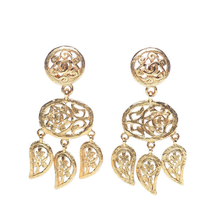 Chanel CC Large Drop Clip On Earrings Gold 1 of 5