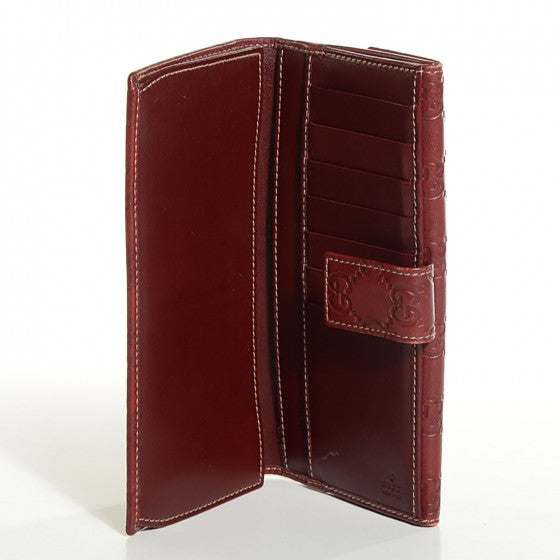 Guccissima Margaux Calfskin Metal Bar Continental Flap Wallet Dark Red