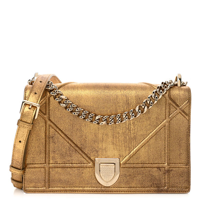 Christian Dior Metallic Brushed Calfskin Small Diorama Flap Bag Gold 1 of 11