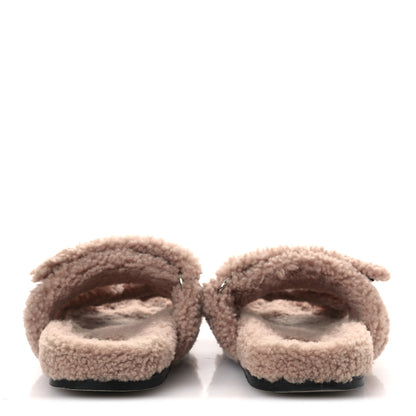 Hermes Woolskin Womens Chypre Sandals 37.5 Bois De Santal 6 of 10
