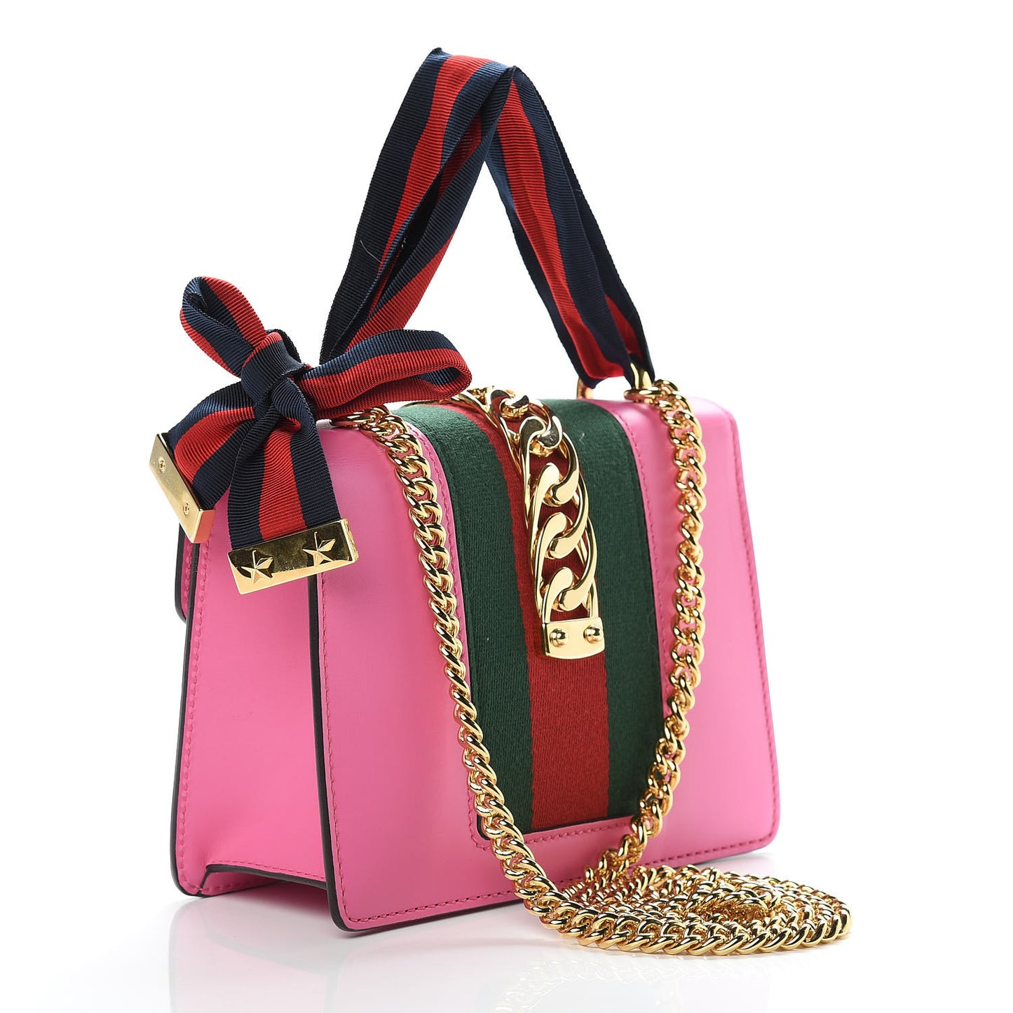 Vitello Fontanella Web Mini Sylvie Chain Shoulder Bag Pink Tropical Flower