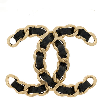 Chanel Lambskin Chain CC Brooch Black Gold 1 of 3