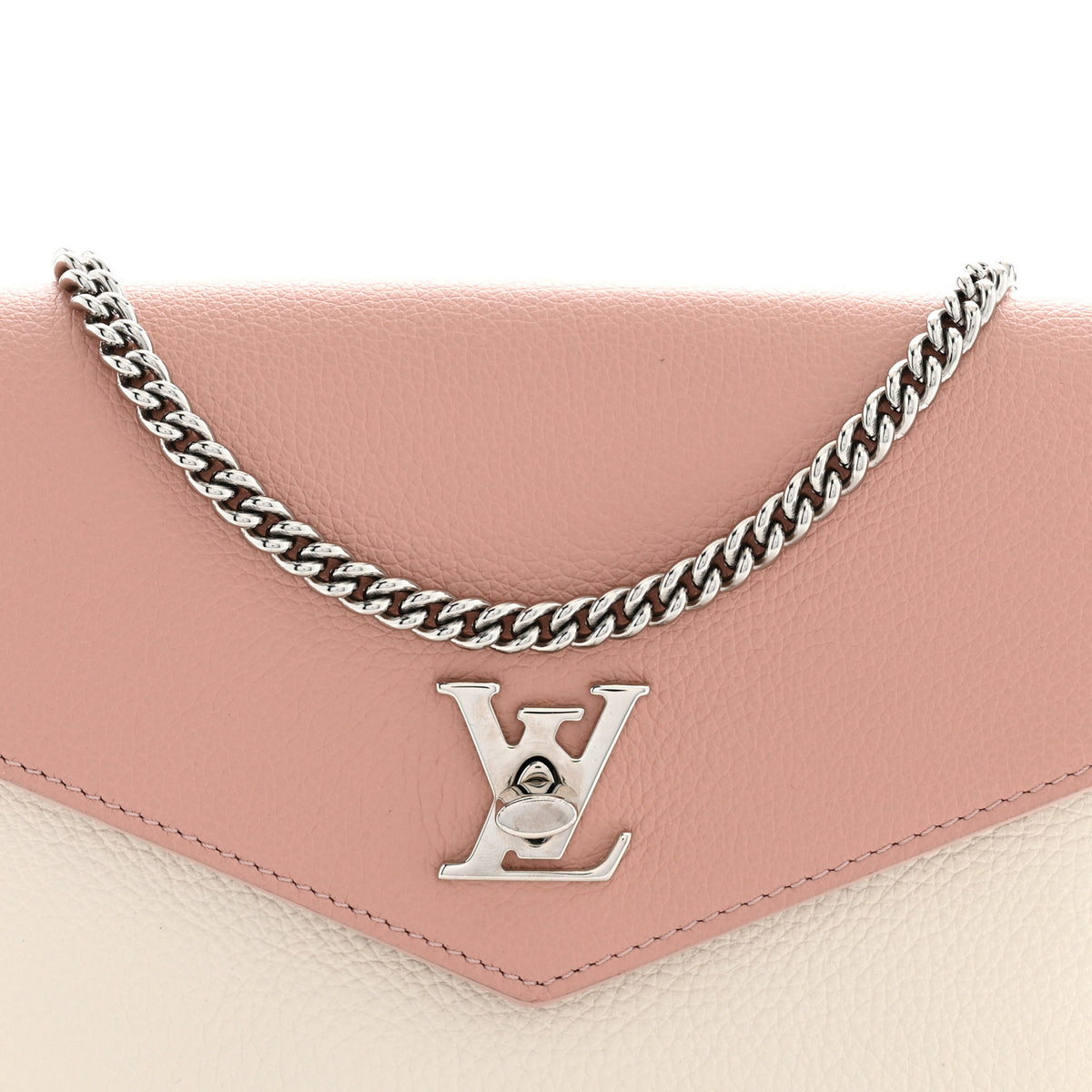 Louis Vuitton Calfskin Mylockme Chain Pochette Rose Ballet White 7 of 10