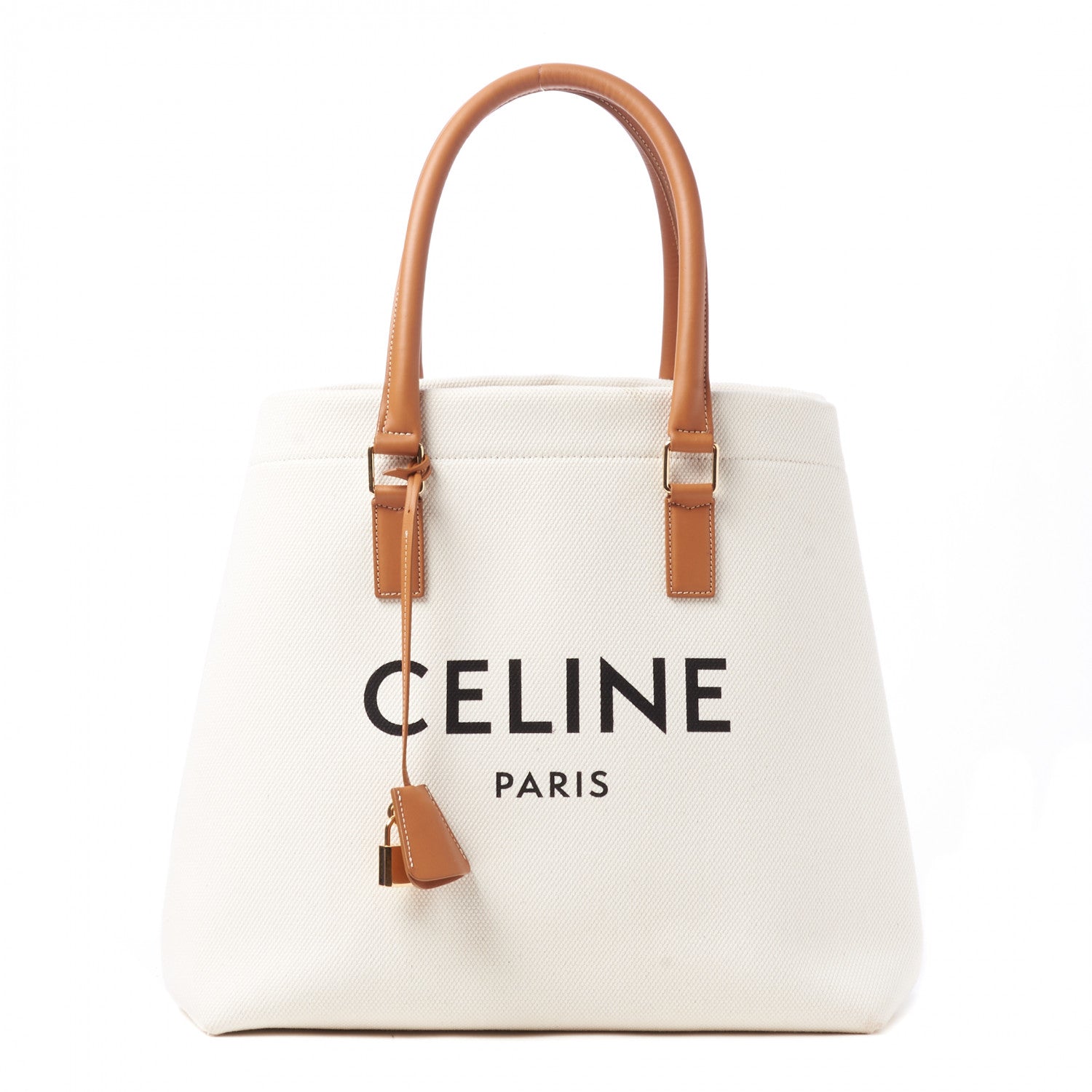 Celine Canvas Calfskin Logo Print Small Horizontal Cabas Natural Tan 1 of 10
