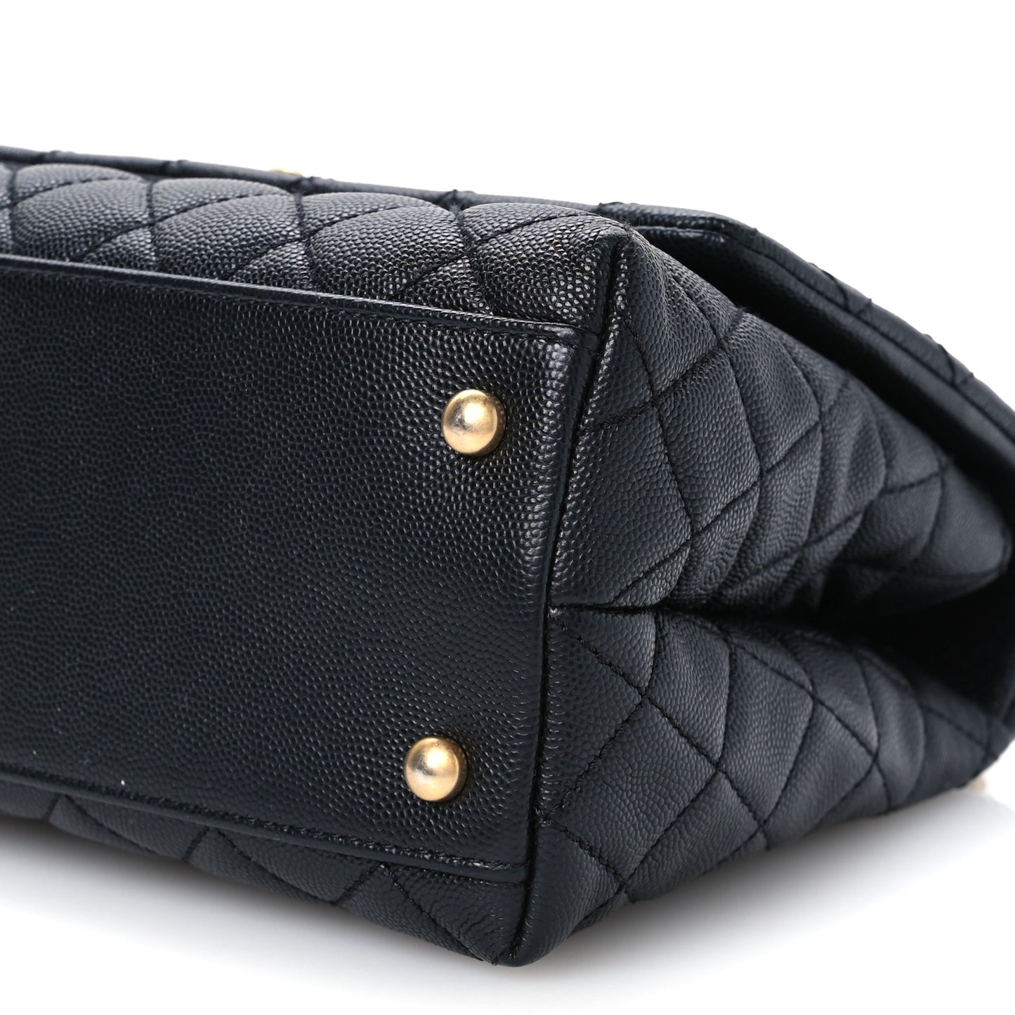 Caviar Lizard Quilted Small Coco Handle Flap Black
